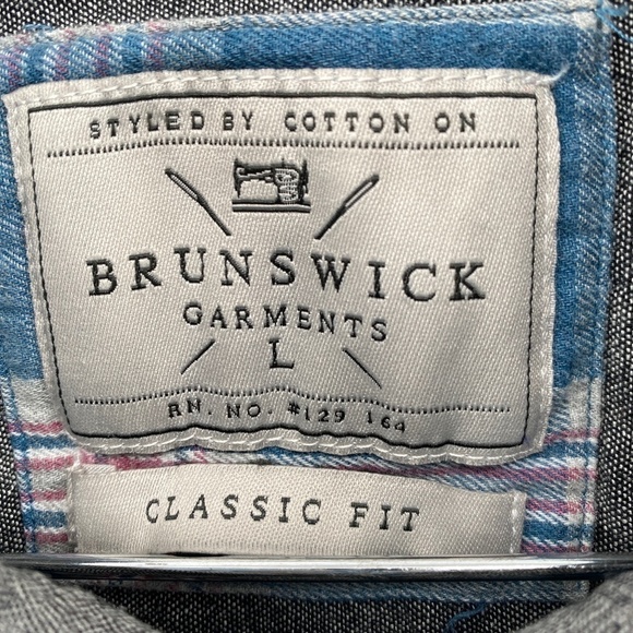 Brunswick Garments Shirt Men's L Clint Shadow Plaid Front Button Classic Wear - Picture 5 of 12
